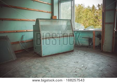 Abandoned canteen of destroyed Voronezh aluminum plant