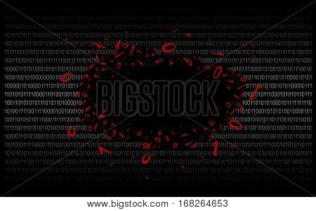 Breakthrough into binary code on black. Background. Illustration. Vector EPS-10.