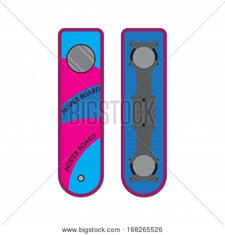 Hoverboard new transport technology. Vector illustration of two sides of hoverboard in flat style.