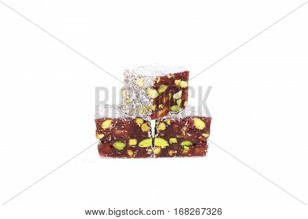 Turkish delight isolated on a white background