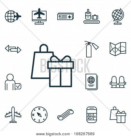 Set Of 16 Transportation Icons. Includes Crossroad, Globetrotter, Worldwide Flight And Other Symbols. Beautiful Design Elements.