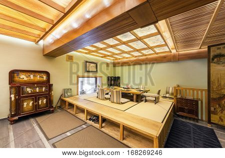 MOSCOW - AUGUST 2014: Interior of the Japanese restaurant 