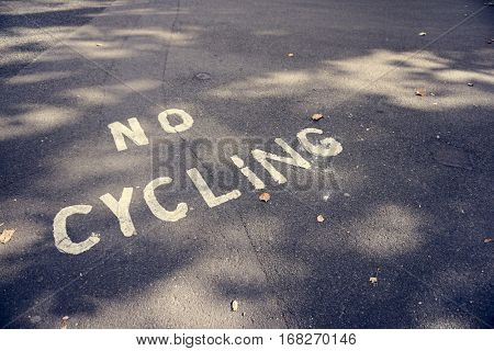 No Cycling Path Pedestrain Sign Urban Warning