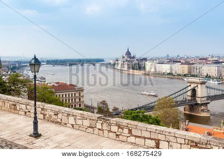 The famous Chain Bridge in Budapest Hungary