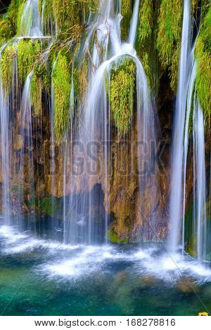 Beautiful Waterfall At  Plitvice National Park