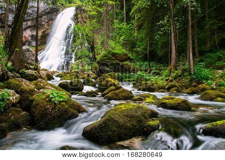 The Majestic Gollinger Waterfall In Austria