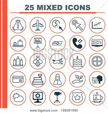 Set Of 25 Universal Editable Icons. Can Be Used For Web, Mobile And App Design. Includes Elements Such As Camcorder, Ranch Home, Positive And More.