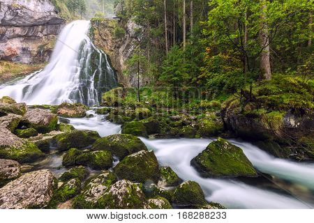 The Majestic Gollinger Waterfall In Austria