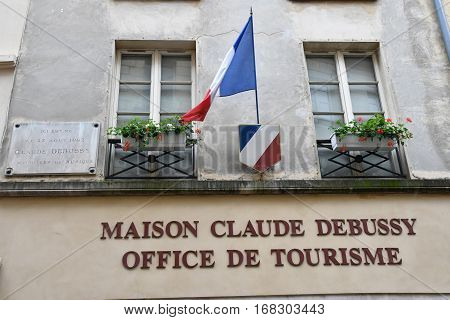 Saint Germain en Laye France - june 12 2016 : the house of Claude Debussy tourism office