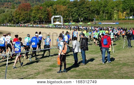 Verneuil sur Seine France - october 22 2016 : the second Championship of nordic walking of France