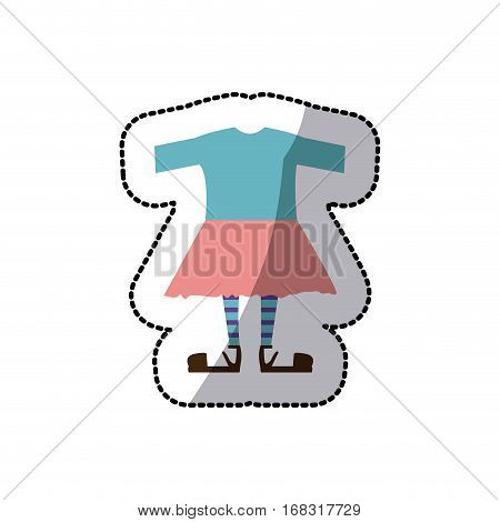 sticker color silhouette with female clothing pijama vector illustration