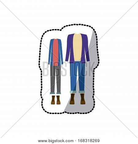 sticker color silhouette with casual clothes with jacket vector illustration
