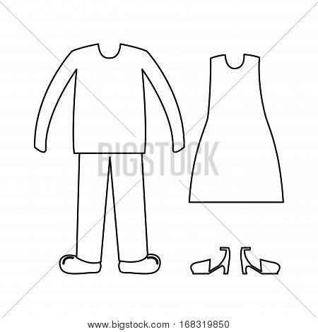 silhouette with casual clothes and dress vector illustration