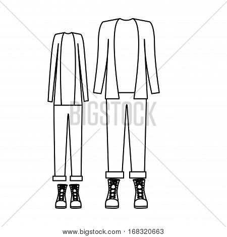 silhouette with casual clothes with jacket vector illustration