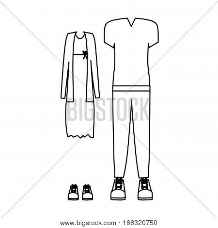 silhouette with casual clothes and dress vector illustration