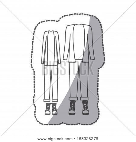 contour with casual clothes with jacket vector illustration