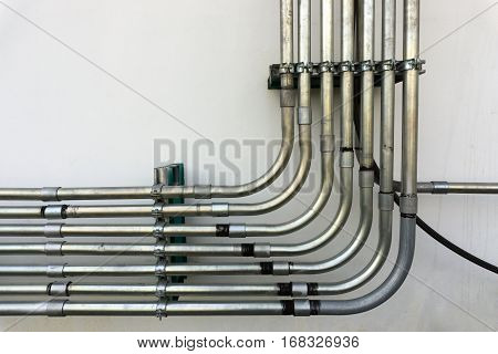 electric pipe rail in industry system at work site.