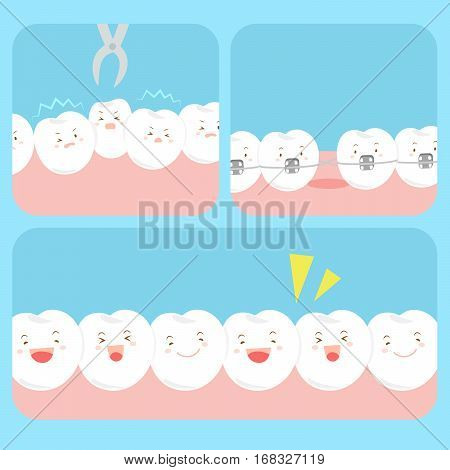 cute happy cartoon tooth with health dental care