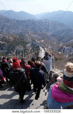 BADALING - FEBRUARY 24:  The Great Wall of China in Badaling, China, February 24, 2016.