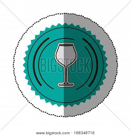sticker color round frame with glass of champagne sour vector illustration