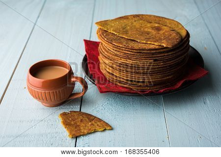 Indian famous delicious Fenugreek khakra or kasuri methi, gujarathi or gujrati snacks