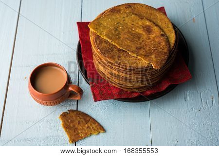 Indian famous delicious Fenugreek khakra or kasuri methi, gujarathi or gujrati snacks