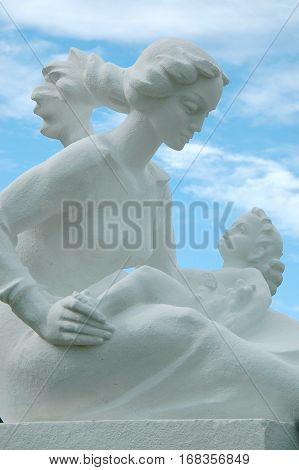 Gomel, Belarus, August 22, 2006: The Monument On The Street Mother And Child Ephraim.