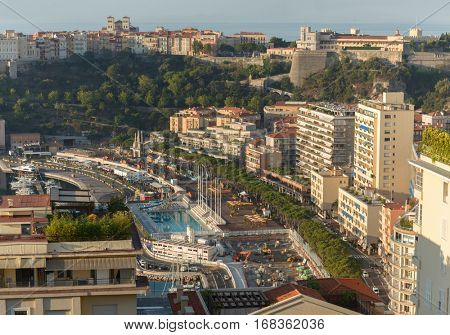 panoramic views of Mediterranean coast and bay of La Condamine