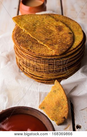 Indian famous delicious Fenugreek khakra or kasuri methi, gujarathi or gujrati snacks