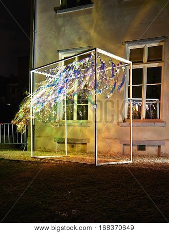 Commune Of Schaerbeek In Brussels Illuminate With Lights.