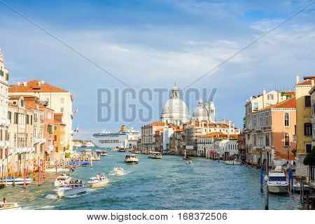 VENICE, ITALY - September 20, 2016.Traditional street view of old buildings in Venice. its entirety is listed as a World Heritage Site, along with its lagoon.September 20,2016  VENICE, ITALY