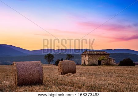 Sunset Over Farm Field