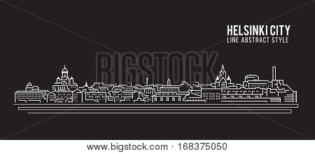 Cityscape Building Line art Vector Illustration design - Helsinki city