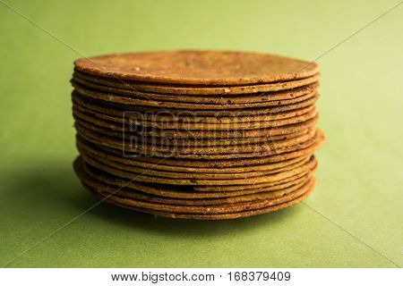 Indian famous delicious Fenugreek khakra or kasuri methi, gujarathi or gujrati snacks