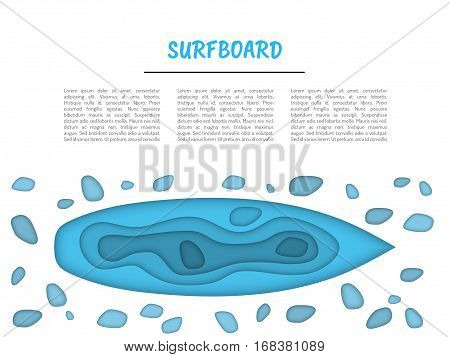 Silhouette of surf boards made in the paper style with the effect of layer depth from the paper. Origami style