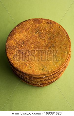 Indian famous delicious Fenugreek khakra or kasuri methi, gujarathi or gujrati snacks