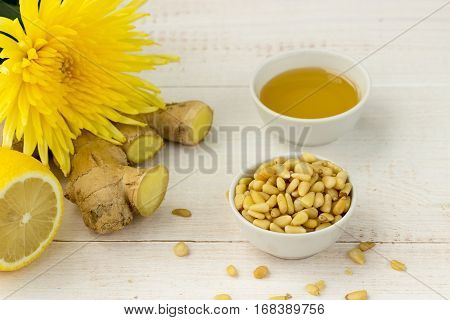 Pine Nuts With Ginger, Lemon And Honey