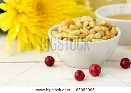 Pine Nuts With Honey And Cowberries