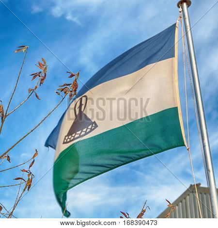 In The Cloudy Sky Waving Flag