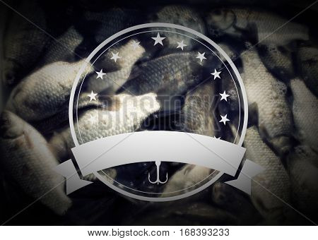 items for fishing, has a template for your logo, vintage effect
