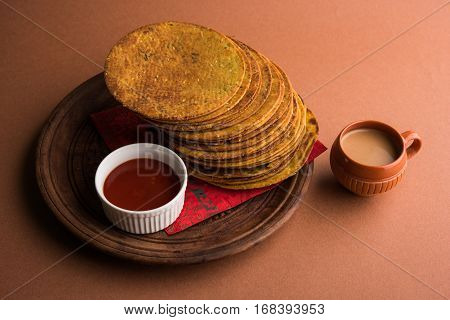 Indian famous delicious Fenugreek khakra or kasuri methi, gujarathi or gujrati snacks