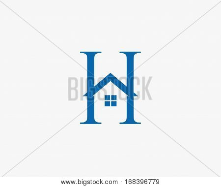 Letter h logo with home icon .
