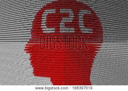 C2C presented in the form of binary code 3d illustration