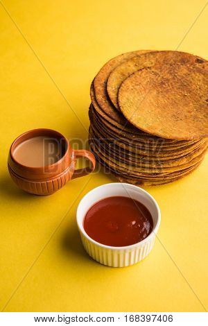 Indian famous delicious Fenugreek khakra or kasuri methi, gujarathi or gujrati snacks
