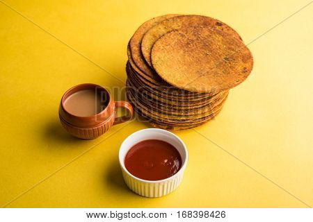 Indian famous delicious Fenugreek khakra or kasuri methi, gujarathi or gujrati snacks