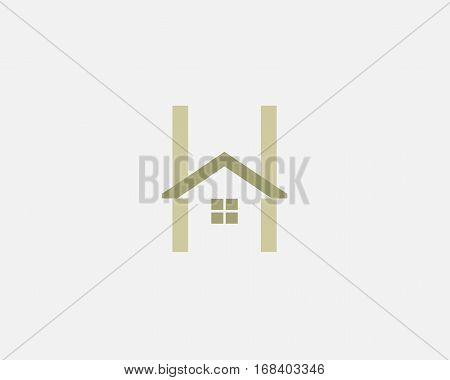 Letter h logo with home icon .