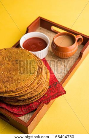 Indian famous delicious Fenugreek khakra or kasuri methi, gujarathi or gujrati snacks