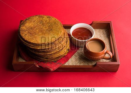 Indian famous delicious Fenugreek khakra or kasuri methi, gujarathi or gujrati snacks