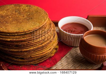 Indian famous delicious Fenugreek khakra or kasuri methi, gujarathi or gujrati snacks