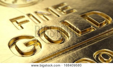 Fine Gold Bar macro - 3d illustration